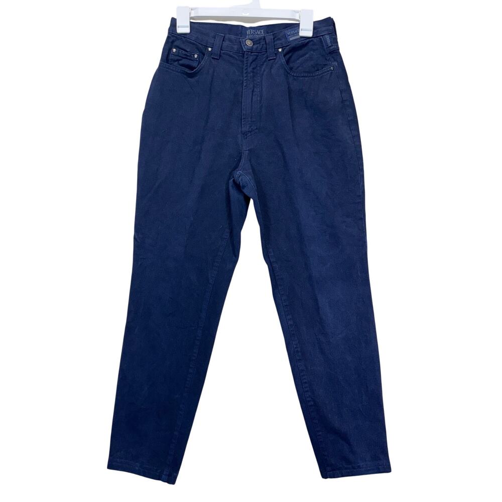 Versace Jeans Couture Vintage‎ Navy Blue High Waisted Straight Leg Denim 33 47